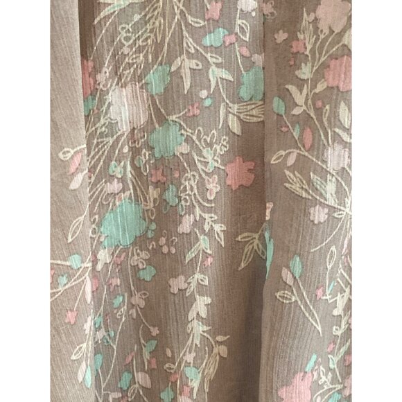 Torrid Blouse Gray Pink Teal Floral Button Front Tie Sheer Top Women 3 - Picture 5 of 8